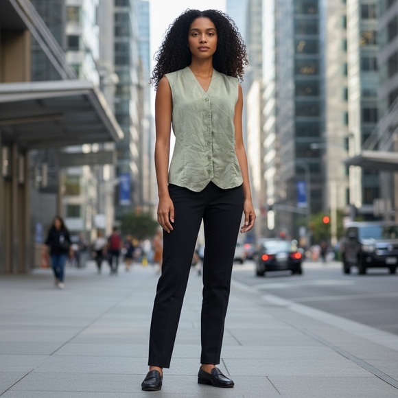 Vintage 80’s Jacklyn Smith Collectibles Light Green Button Up Vest - Picture 1 of 9